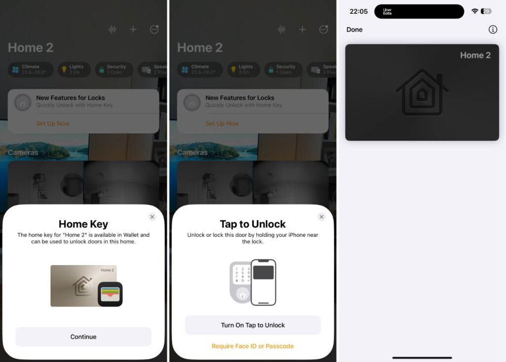 L'ajout d'une clé de domicile sur iPhone. Le pass arrive ensuite dans Apple Wallet. // Source : Numerama