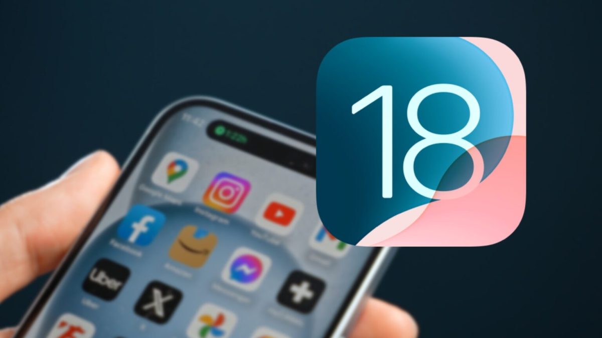 Le logo d'iOS 18 avec un iPhone 15. // Source : Numerama