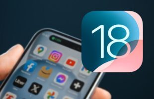 Le logo d'iOS 18 avec un iPhone 15. // Source : Numerama