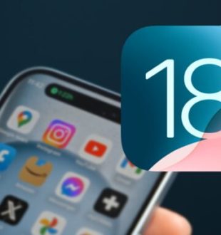 Le logo d'iOS 18 avec un iPhone 15. // Source : Numerama