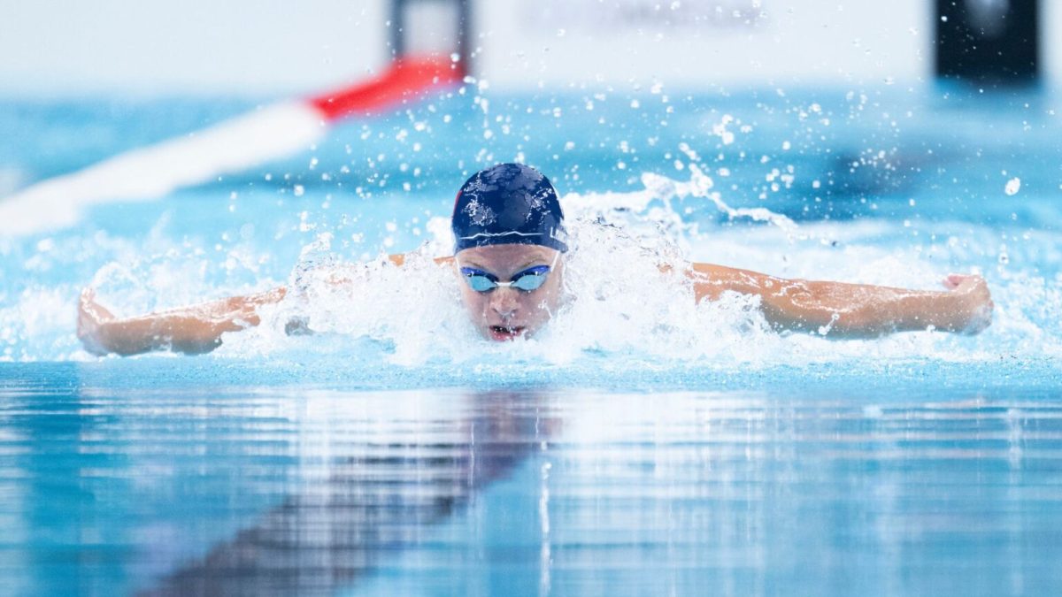 Léon Marchand. // Source : Flickr/CC/France Olympique (photo recadrée)