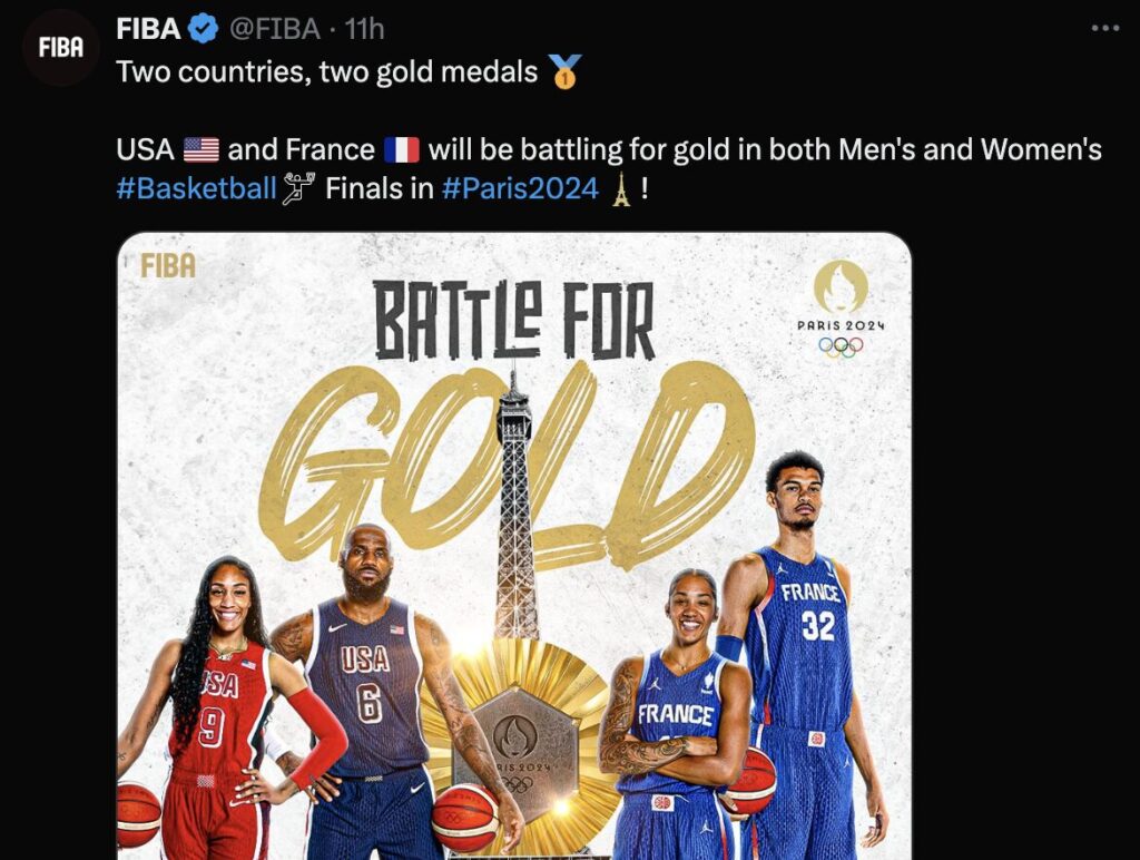 En basket, les deux finales opposent la France aux États-Unis.