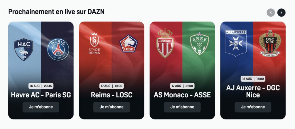 DAZN dispose aussi d'un site pour streamer les matchs.