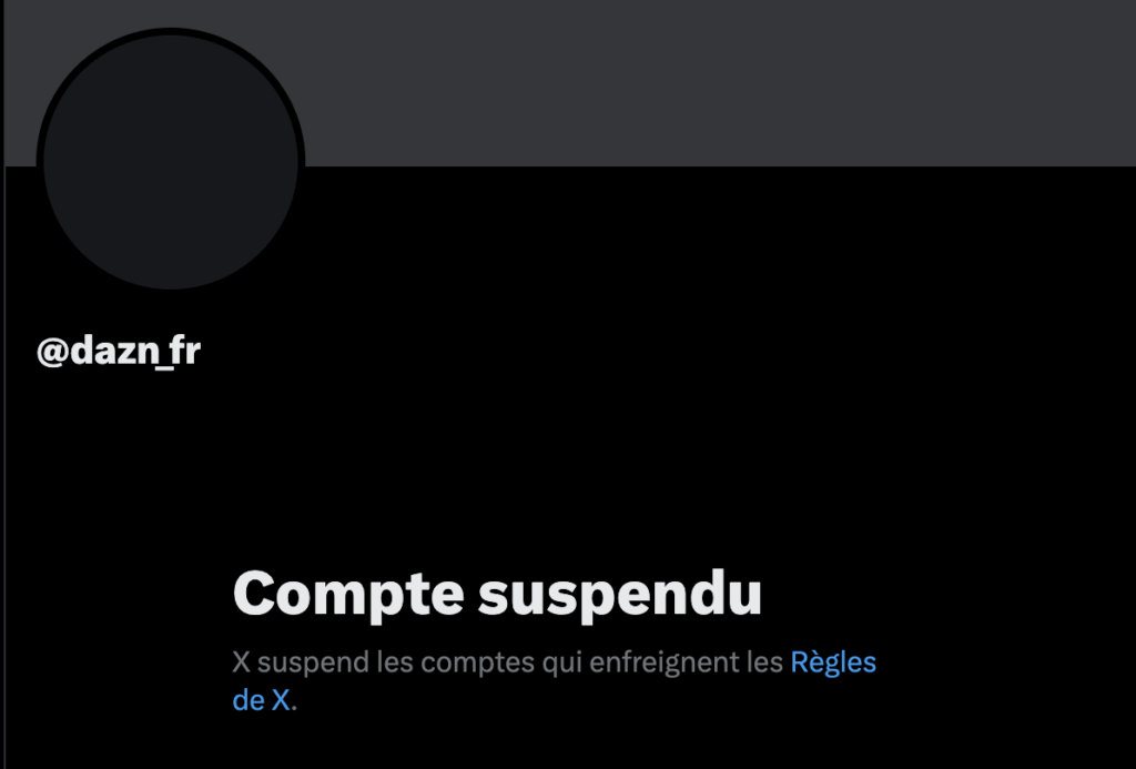 Le compte de DAZN a été suspendu par X.