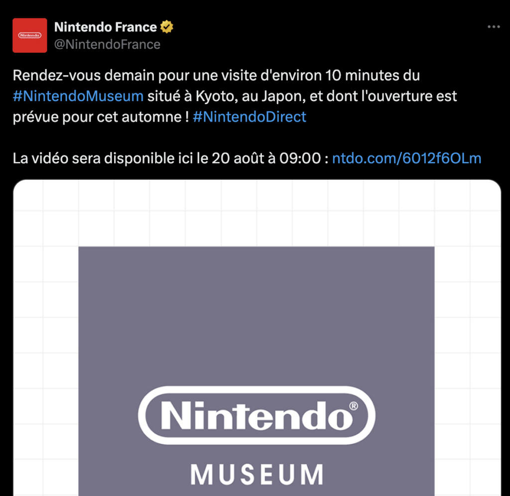 Un Nintendo Direct pour le musée Nintendo.