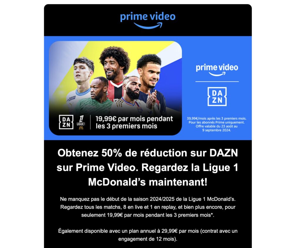 Le mail envoyé par Amazon à crtains abonnés Prime.