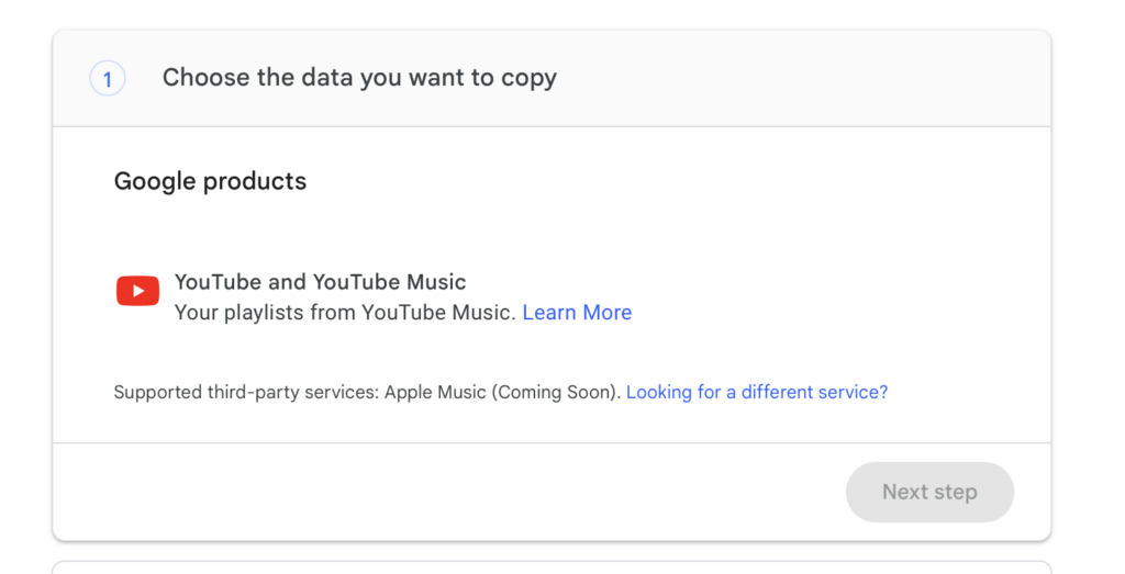 Le site de Google propose le transfert des données YouTube vers Apple Music, mais la plateforme ne fonctionne pas encore totalement.