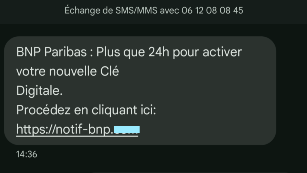 Le SMS de phishing. // Source : Numerama