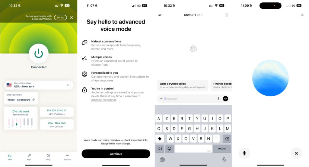 L'activation du nouveau ChatGPT Voice Advanced sur iPhone.