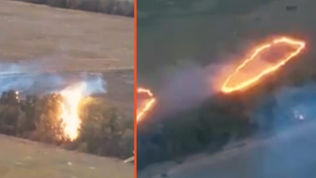 Un drone ukrainien jette des munitions thermiques sur le front. // Source : Telegram