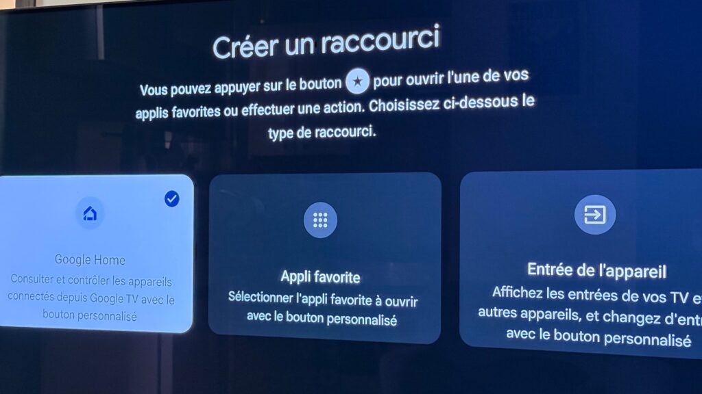 Le bouton étoile peut être assisté à l'action de son choix, comme le menu Google Home.