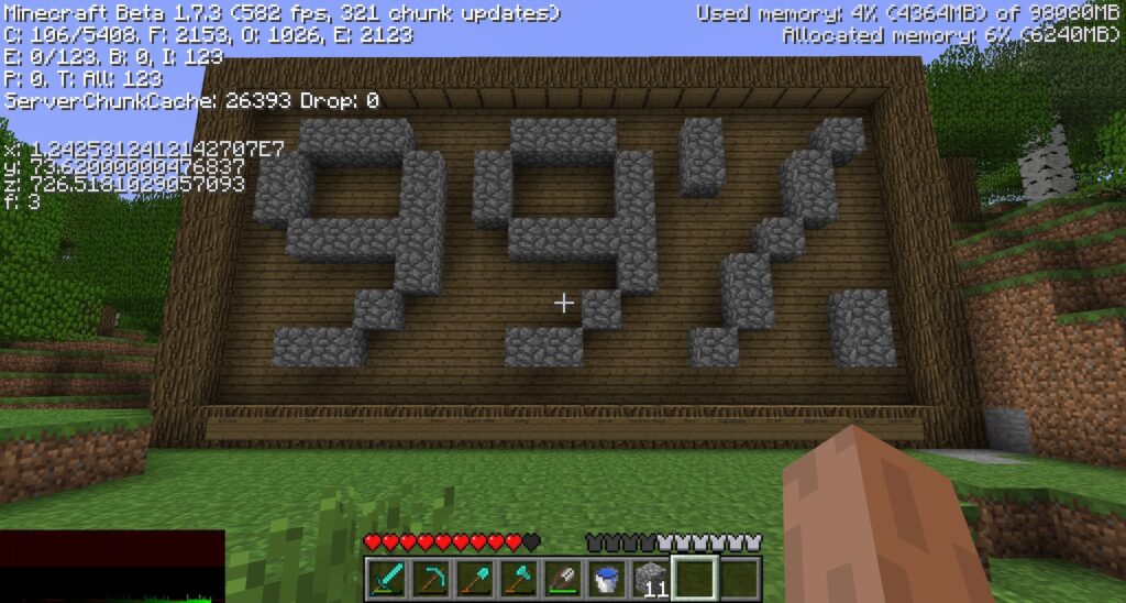 Il atteint les limites de Minecraft // Source : Twitter