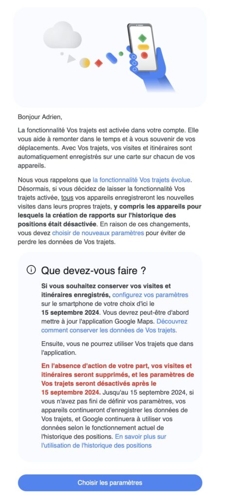 Le mail envoyé par Google.