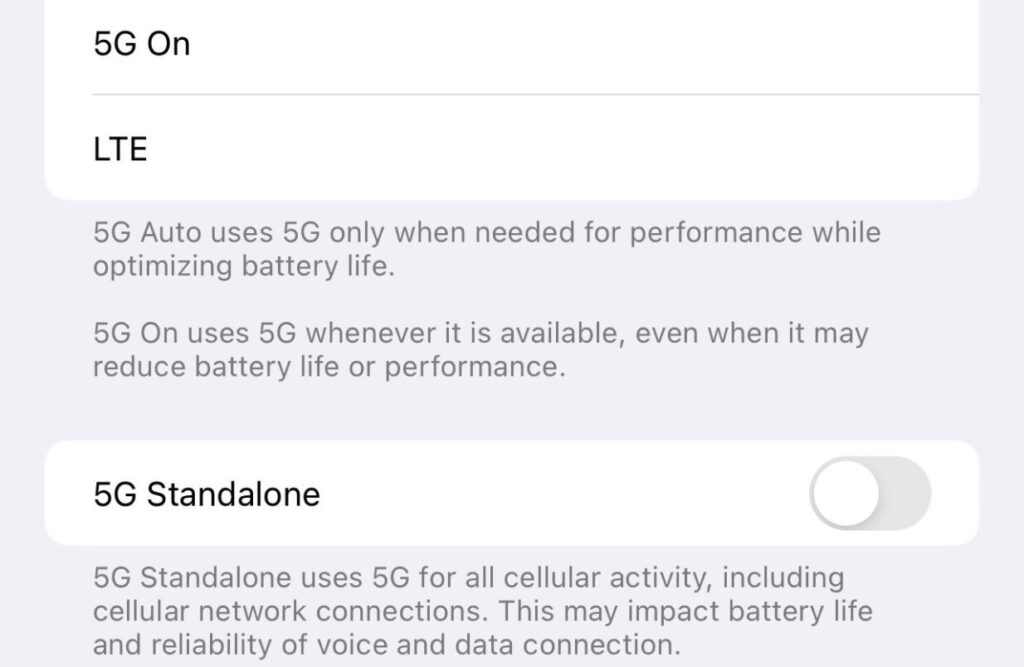 La 5G Standalone est un réglage à activer manuellement sur iPhone… mais il n'est pas encore disponible chez Free.