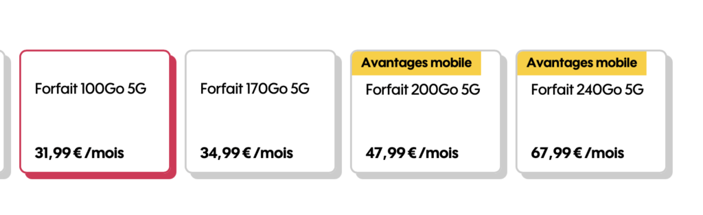 Les offres 5G proposées par Orange en renouvellement de forfait.