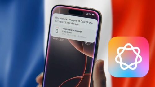 Apple Intelligence sur un drapeau français. // Source : Numerama