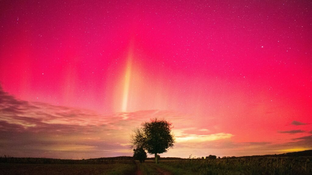 Les aurores dansent dans le ciel de l'Indre. // Source : Via X @FloC36 (photo recadrée)