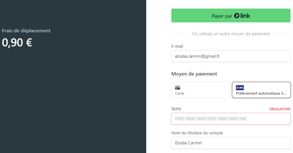 Il suffit de fournir l’IBAN de la « cible » sur Stripe. // Source : Jonathan / Photographe
