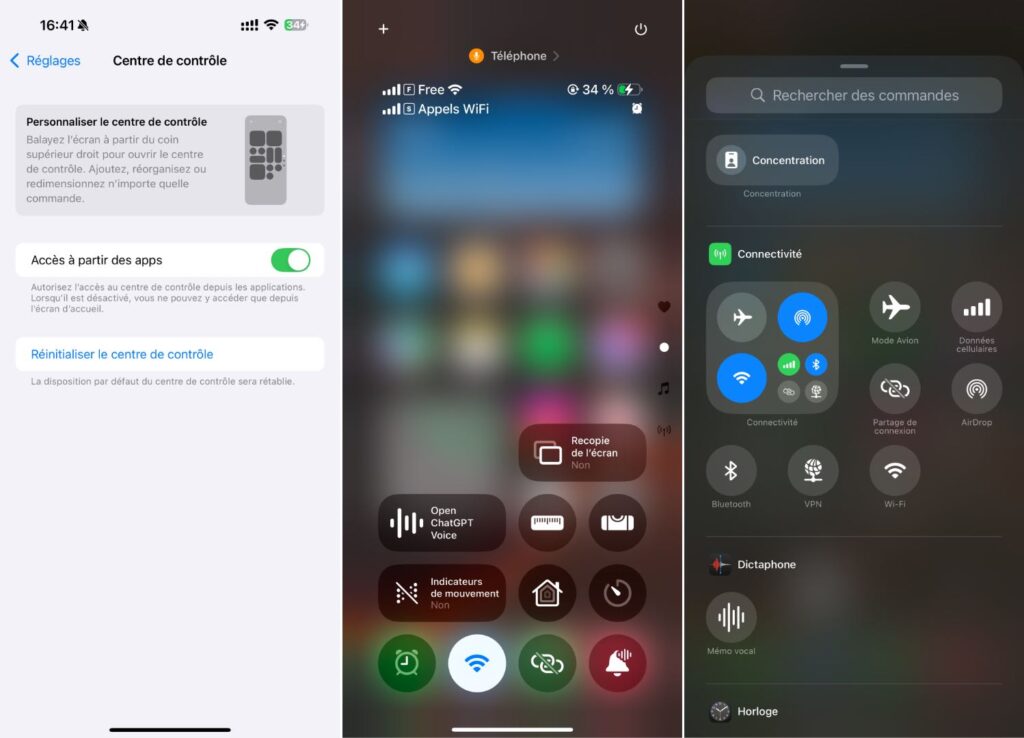 Les nouveautés du centre de contrôle dans iOS 18.1.