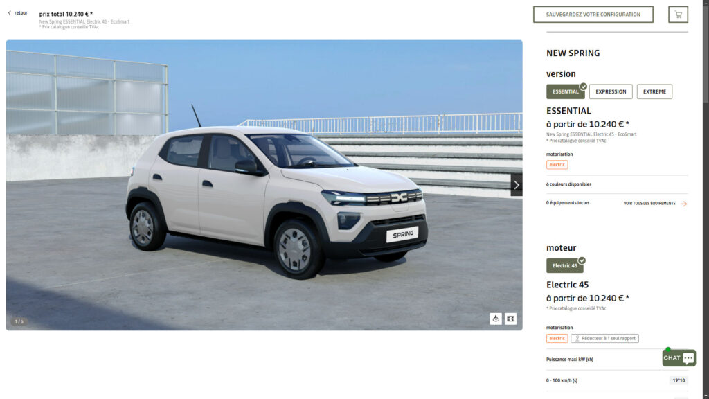 Remise luxembourgeoise sur Dacia Spring // Source : capture du site dacia.lu