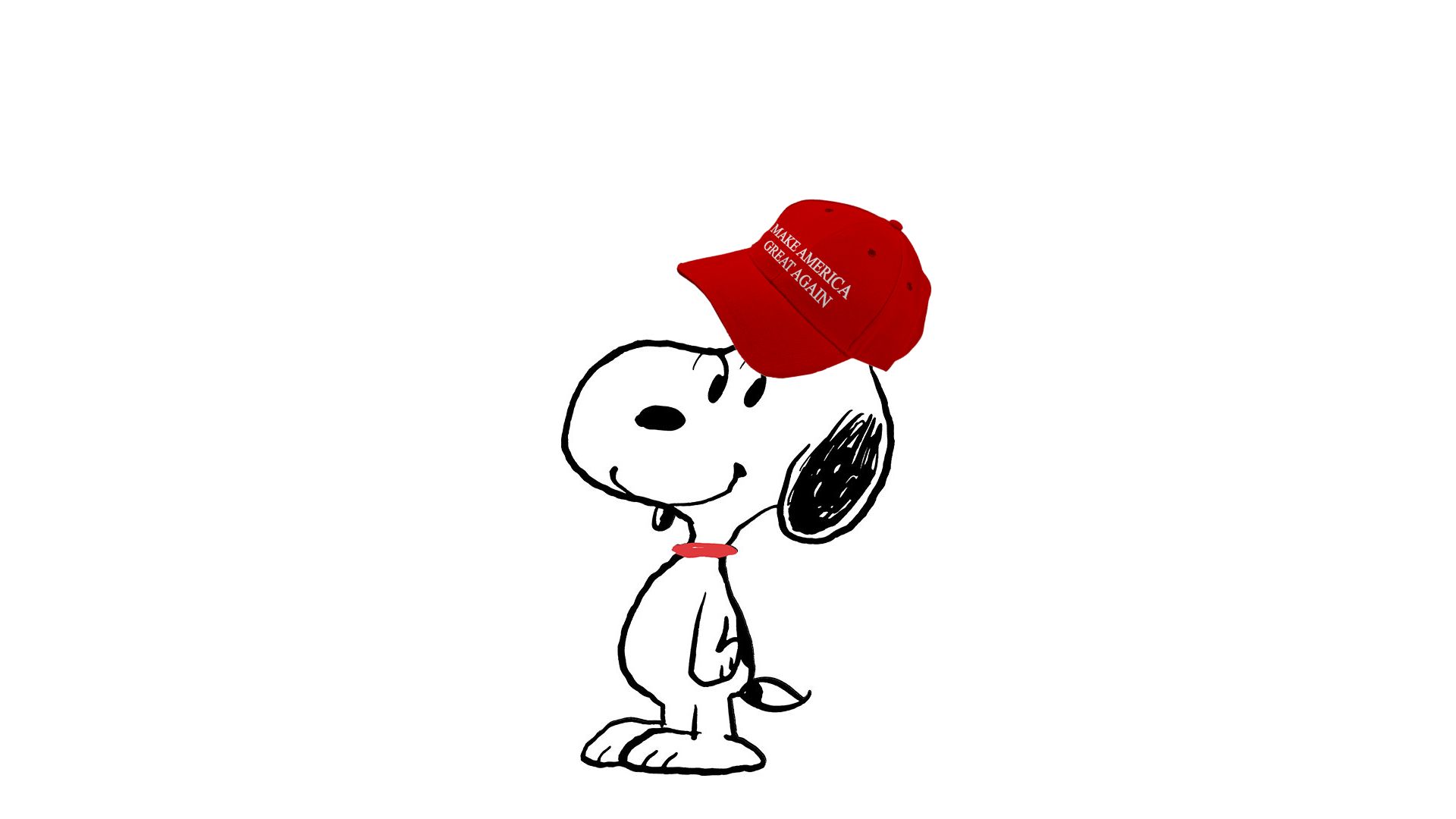 Snoopy avec une casquette « Make America great again » // Source : Montage Numerama