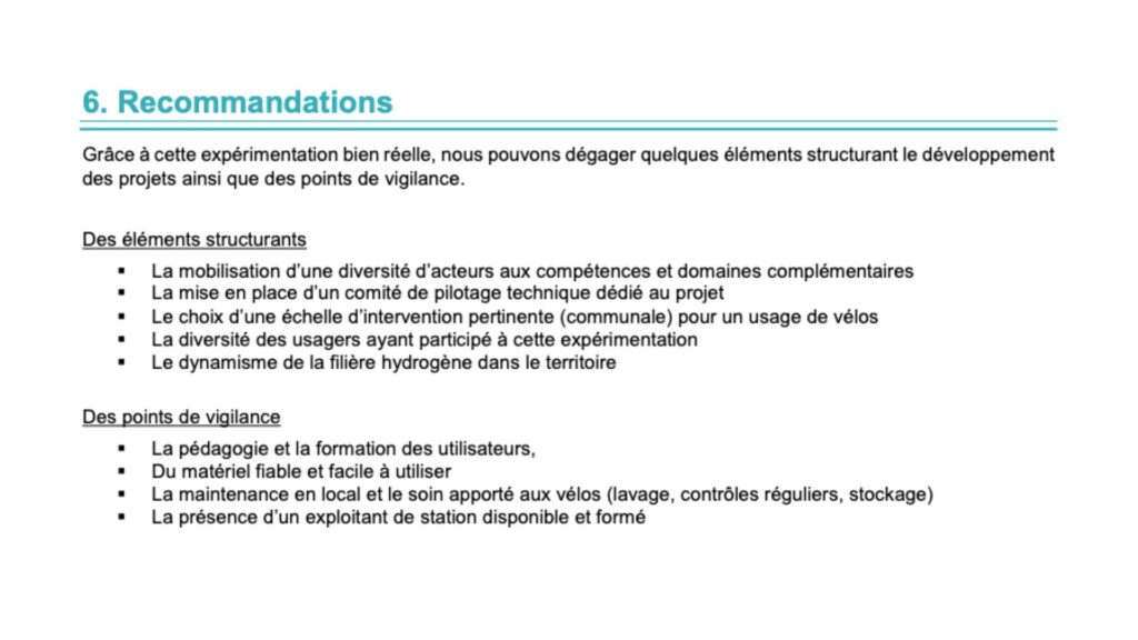 Extrait du rapport du projet BHYKE « Expérimentation et retours d'usage de vélos à hydrogène sur un territoire 2017-2019 »