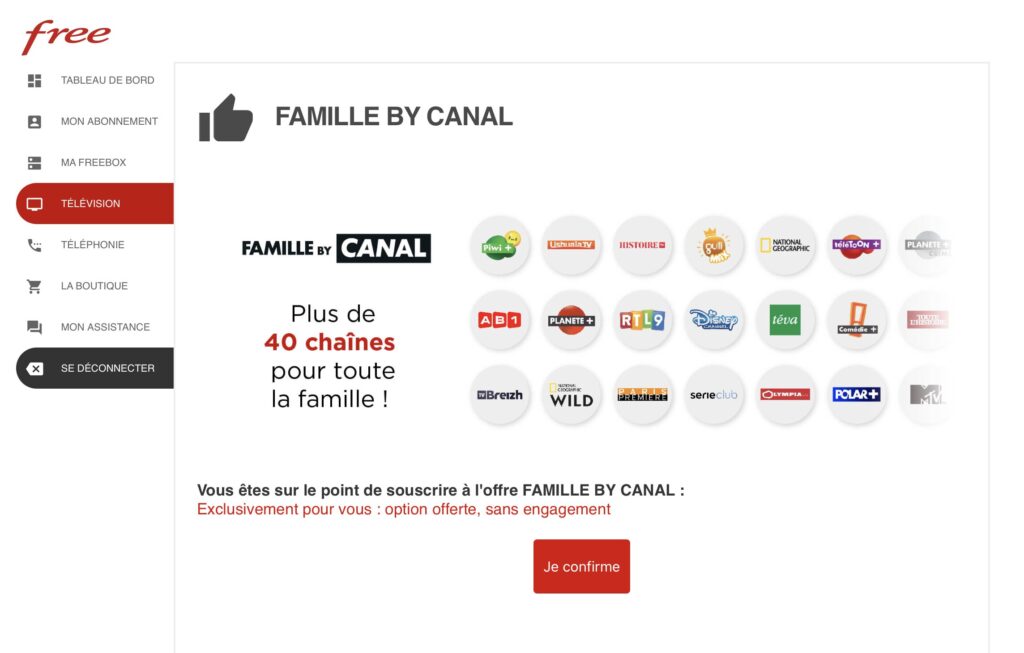 Comment souscrire à l'option Famille by Canal sur Freebox // Source : Numerama