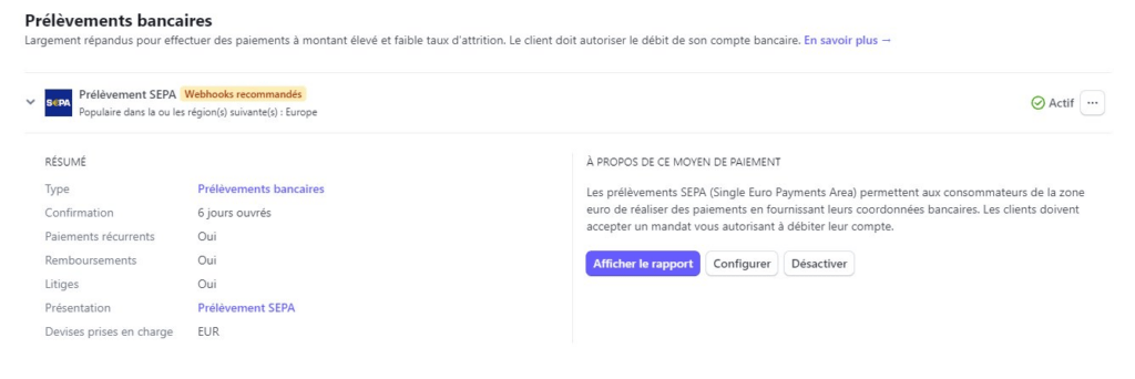 Délai de confirmation de 6 jours après le prélèvement sur Stripe