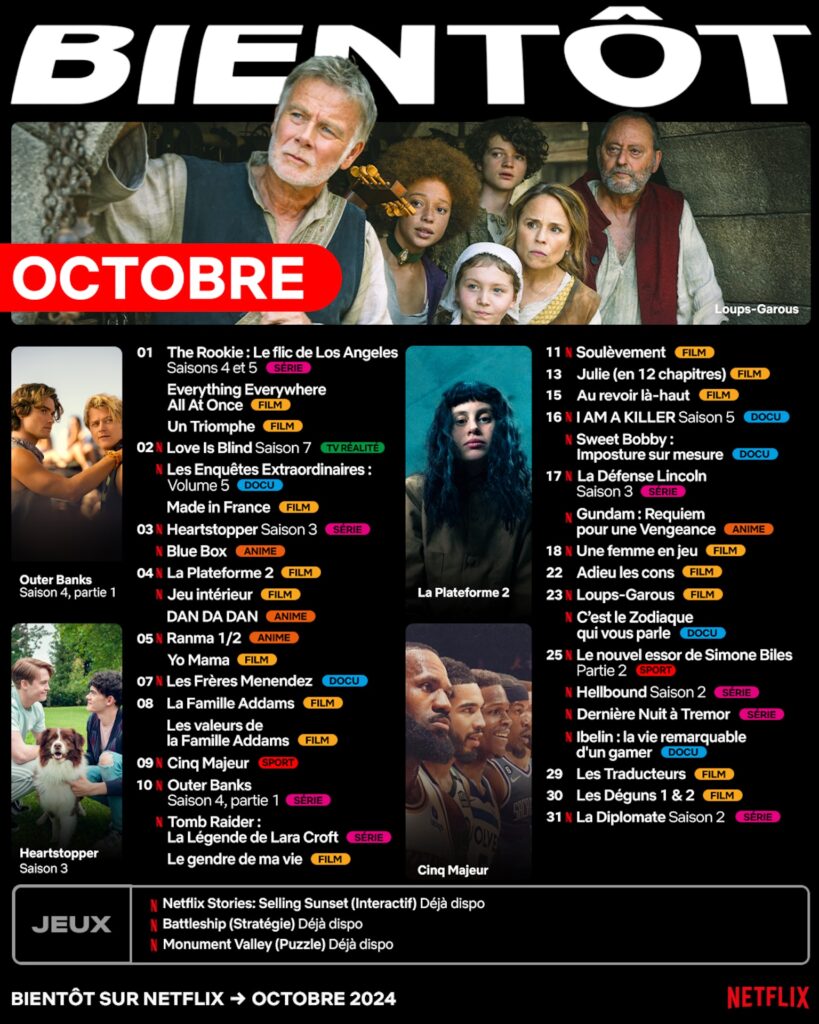 Netflix en octobre 2024 // Source : Netflix