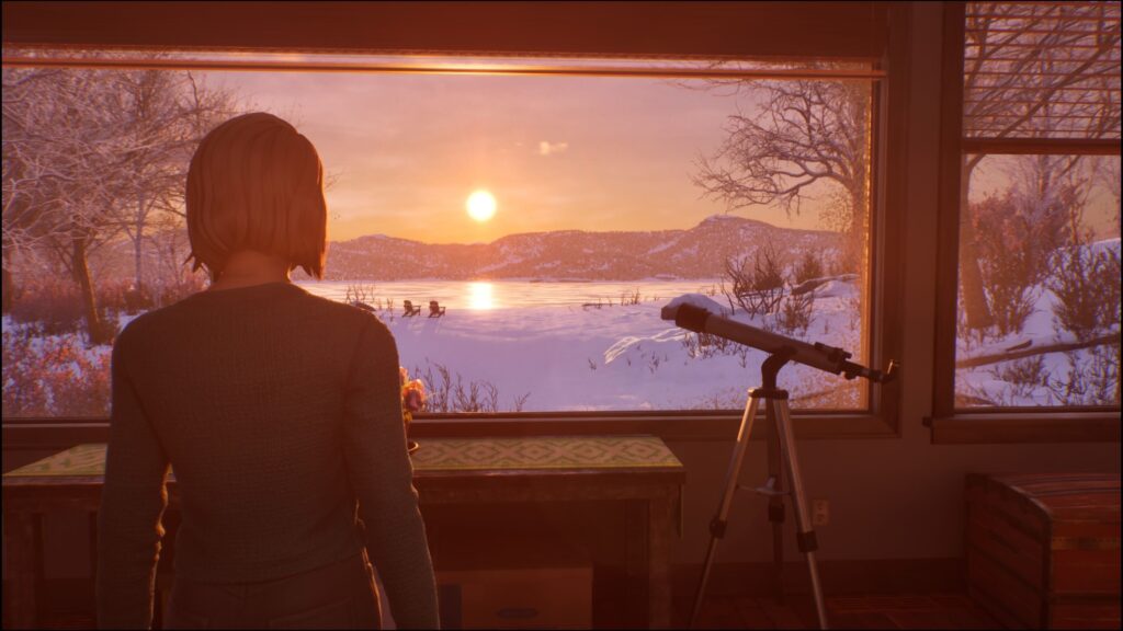 La vue depuis le chalet que loue Max dans Double Exposure. // Source : Sony / Capture d'écran Numerama