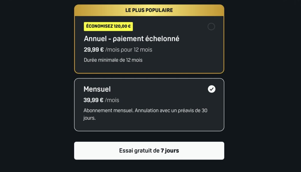 DAZN veut vous pousser vers son offre Annuel, mais ne le faîtes pas si vous souhaitez juste essayer le service.