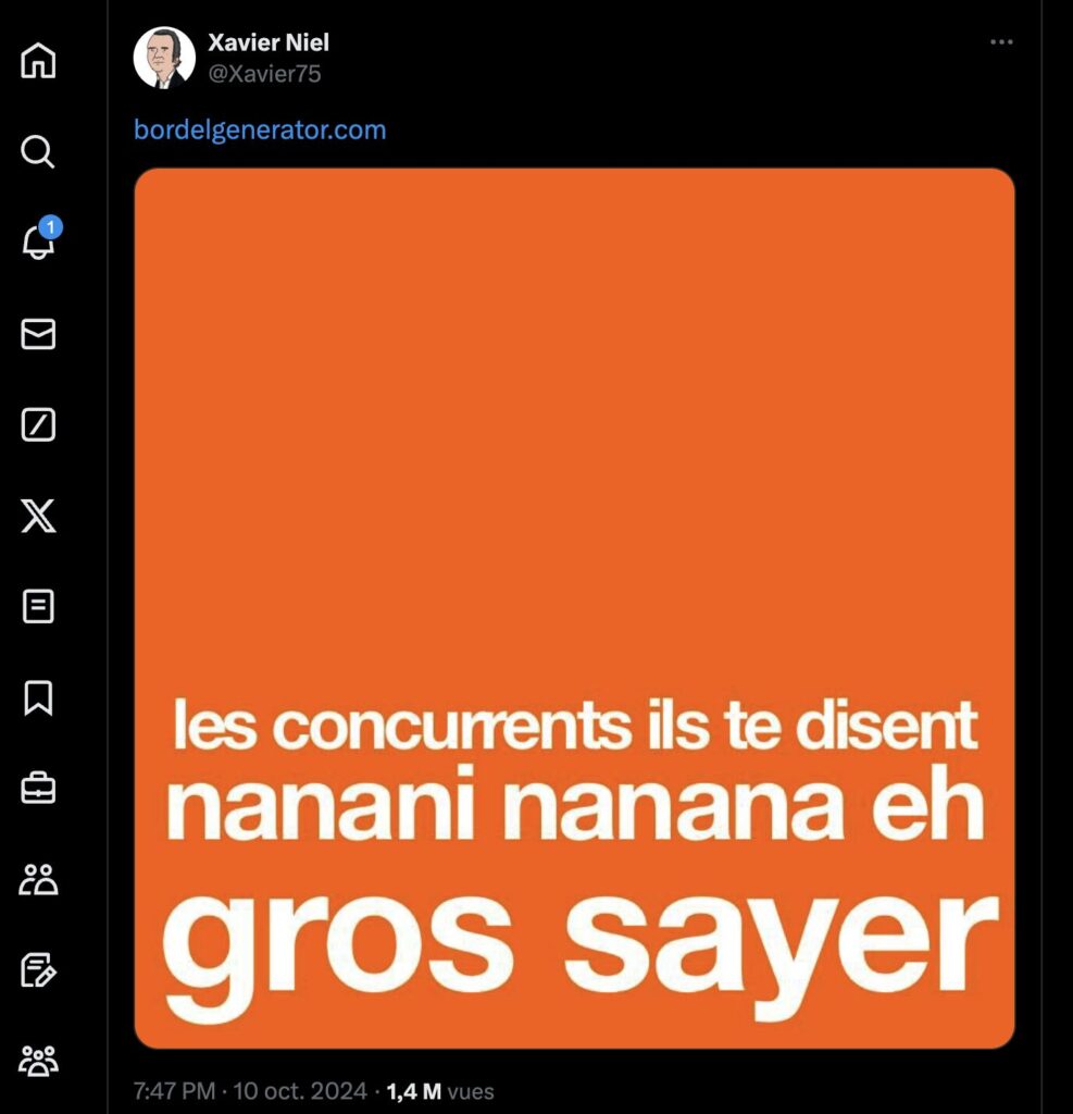 Sur Twitter, Xavier Niel partage depuis plusieurs jours des parodies du logo Orange.