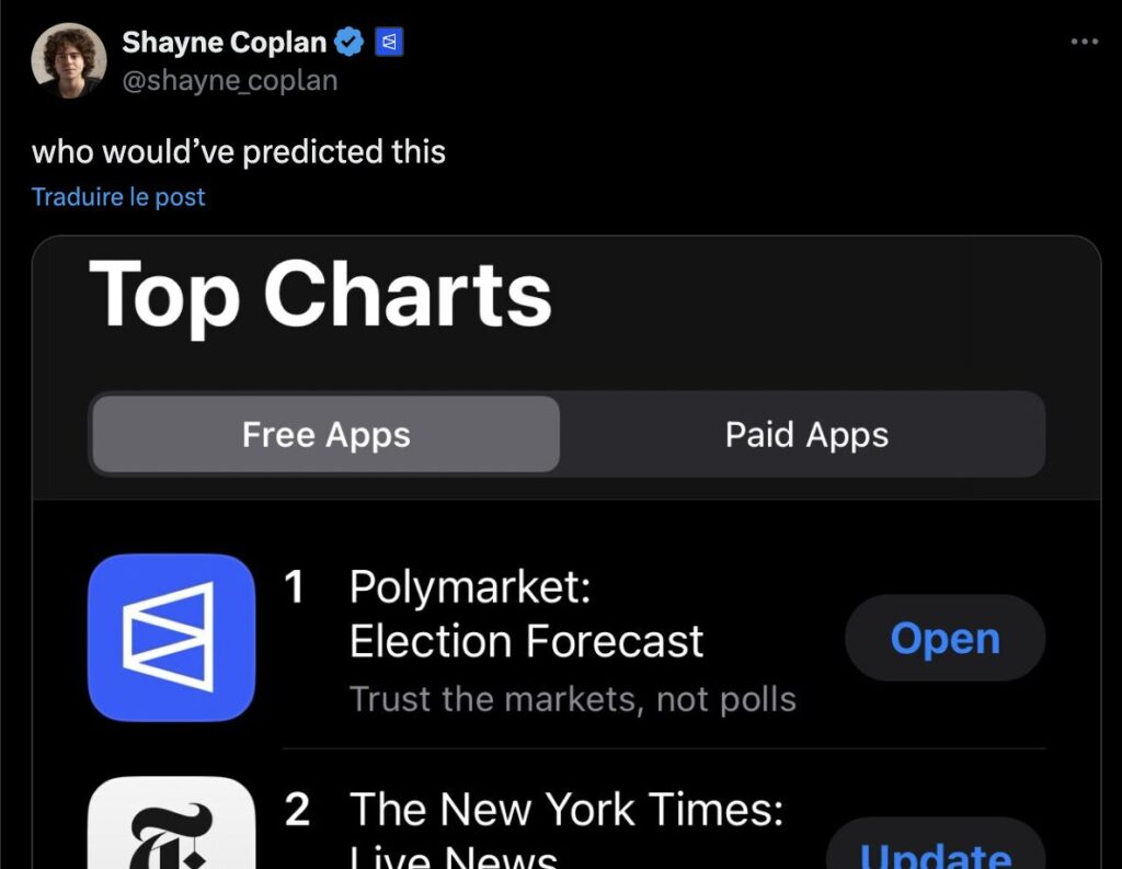 Pour beaucoup d'Américains, Polymarket est devenu un moyen comme un autre de prédire le résultat de l'élection.