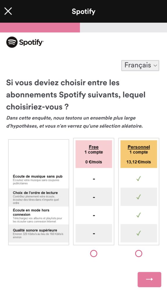 Spotify a envoyé un sondage à certains de ses abonnés // Source : @louaben via X