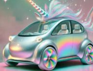 Une voiture électrique licorne générée par IA  // Source : Dall-e