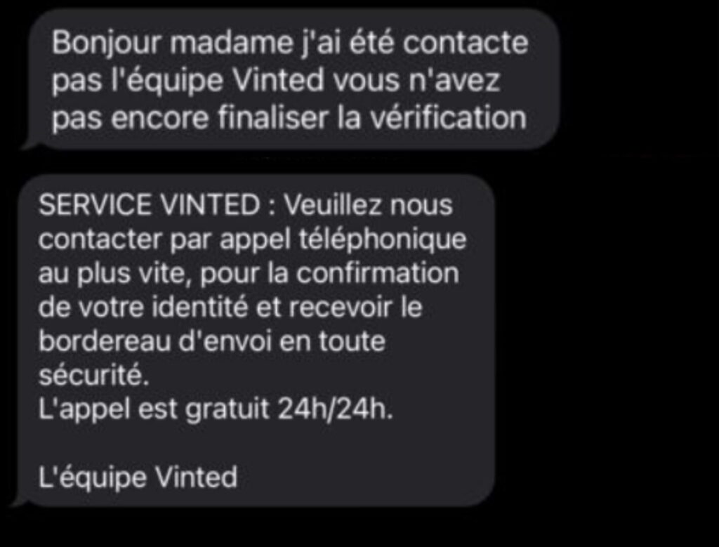 Des exemples de SMS d'arnaque envoyés à des vendeurs sur Vinted. // Source : Signal-arnaques.com