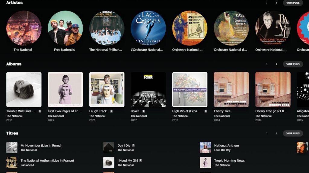 L'interface de l'appli est claiere  // Source : Amazon Music