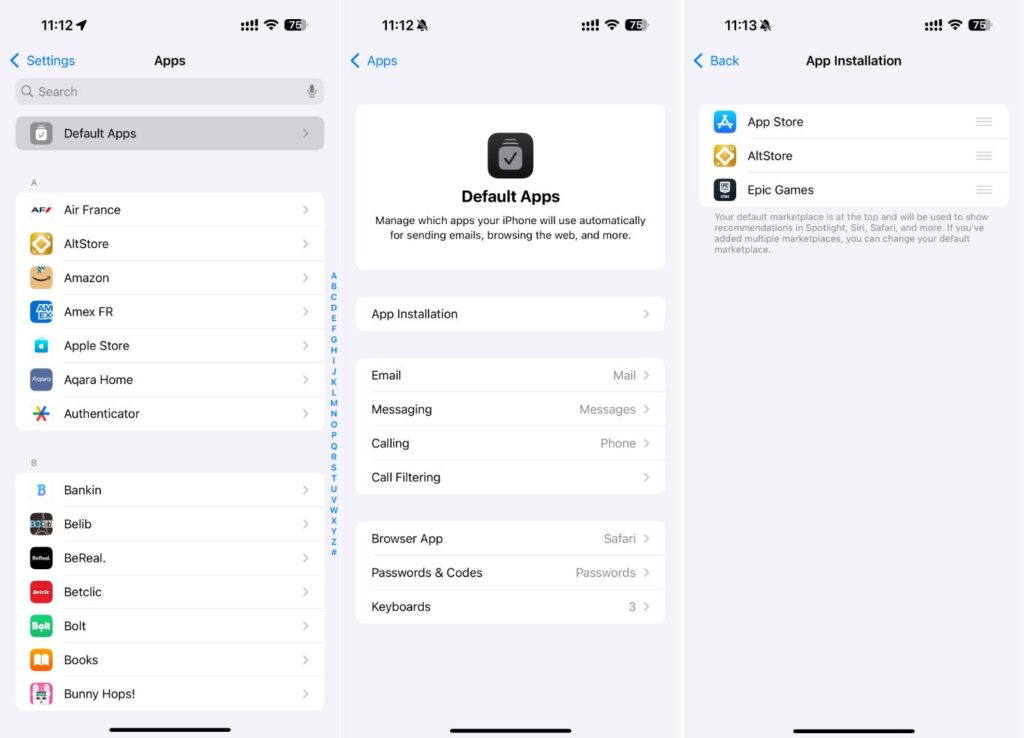 Le nouveau menu applications par défaut dans iOS 18.2.