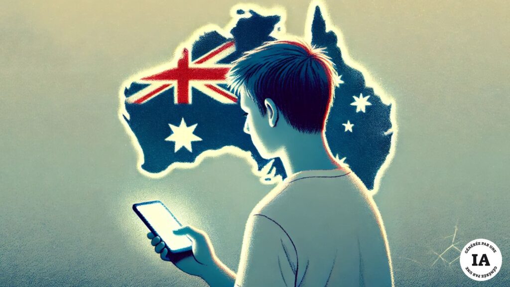 L'Australie veut interdire les réseaux sociaux aux mineurs. // Source : Numerama, avec ChatGPT Dall-E L'Australie veut interdire les réseaux sociaux aux mineurs. // Source : Numerama, avec ChatGPT Dall-E