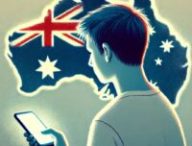 L'Australie veut interdire les réseaux sociaux aux mineurs. // Source : Numerama, avec ChatGPT Dall-E