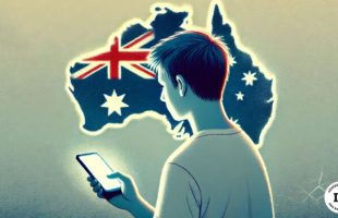 L'Australie veut interdire les réseaux sociaux aux mineurs. // Source : Numerama, avec ChatGPT Dall-E