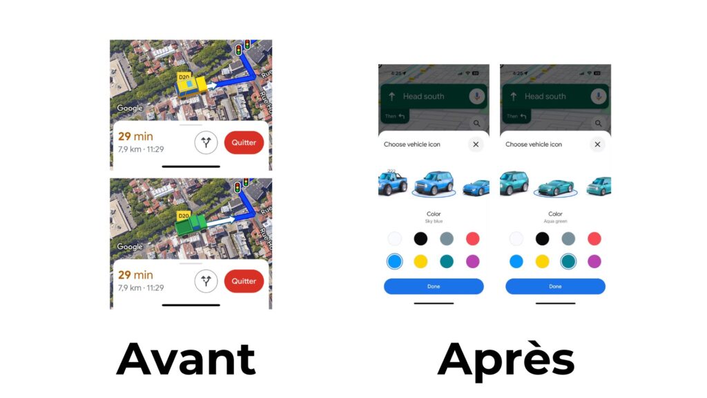 Les actuelles et les prochaines voitures personnalisées // Source : Numerama et Android Authority