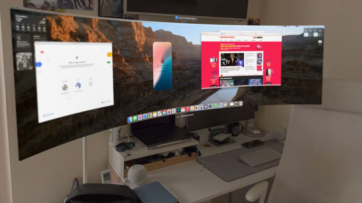 Le Mac Virtual Display du Apple Vision Pro en version ultrawide. // Source : Numerama