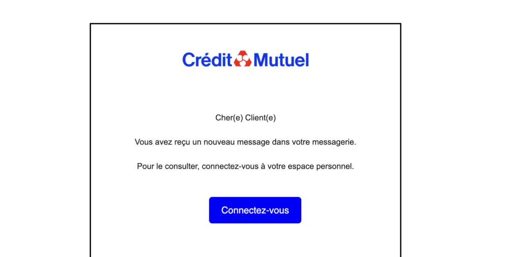 Une fausse notification du Crédit mutuel. // Source : Numerama