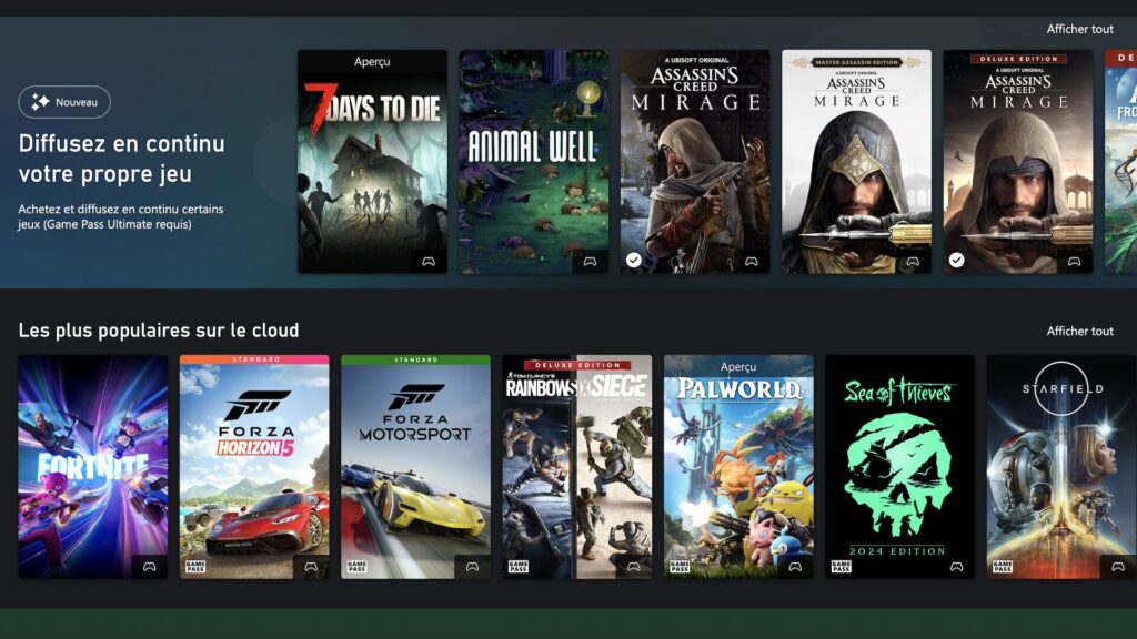 Jouer à ses jeux Xbox en streaming // Source : Capture d'écran
