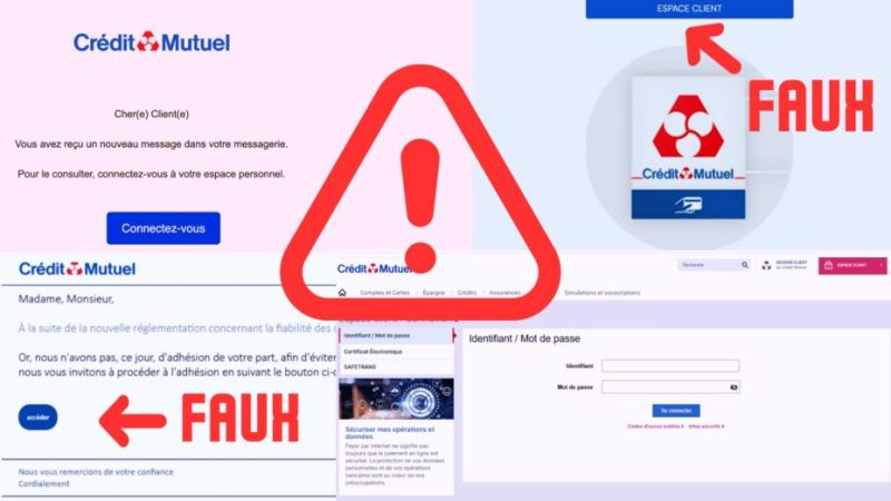 Voici deux faux mails du Crédit mutuel sur lesquels il ne faut surtout pas cliquer