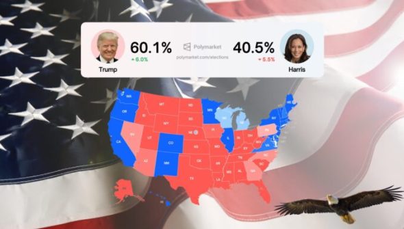 Polymarket et les sondages pour l'élection américaine 2024. // Source : Numerama
