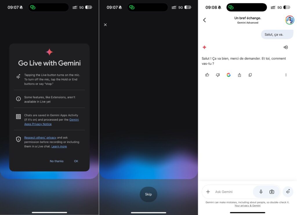 Gemini Live sur iPhone, pour parler à l'assistant vocal Google