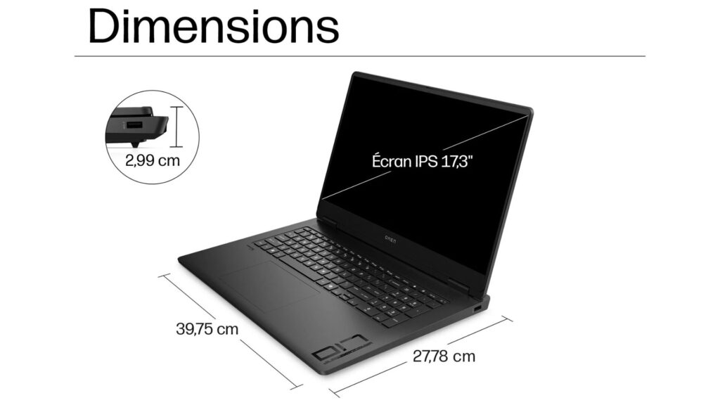 Les dimensions de l'Omen 17 // Source : HP