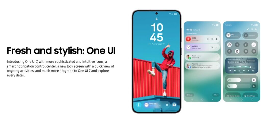 Premières images officielles de One UI 7, après une erreur sur le site de Samsung Espagne.